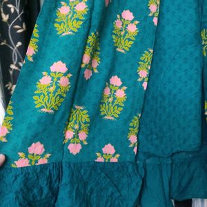 Zudio Sea Green Color Printed Kurta With Inner