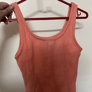 Coral Peachy Ribbed Tank Top