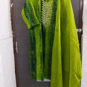 New Unused Shibori MirrorWork Organza Dupatta Suit