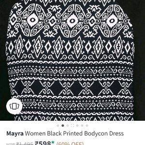 Mayra Unused Balck Printed Dress