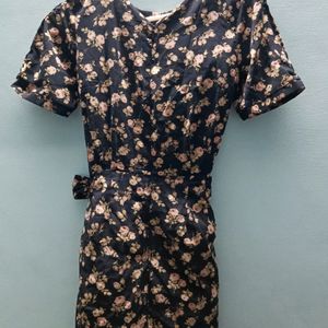 A Black Dress With Floral Printed