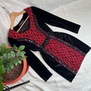 Korean Autumn Velvet Dress