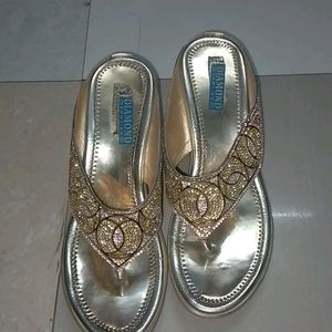 Golden Partywear Wedges Footwear Size -39