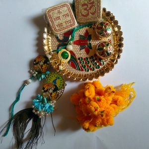 Radha -Krishna Design Rakhi and lumba set & Thali