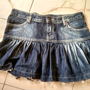 Cute Pleated Denim Skirt