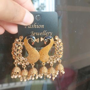 Gold Peacock Ethnic Earrrings