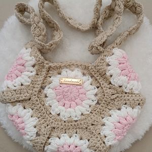 Handmade Crochet Sling Bag.