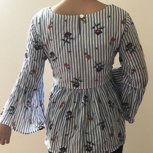 Striped Floral Tops In Cheap Price