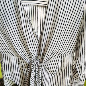 Forever New Blue stripped knot top