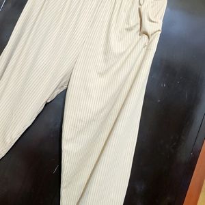 Cream Trouser Black Lining Print For 36 Waist