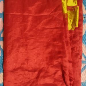 Red Saree With Golden Border