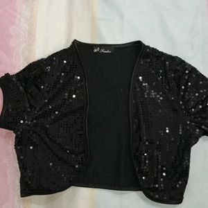 SEQUIN half sleeve Short Jacket Top