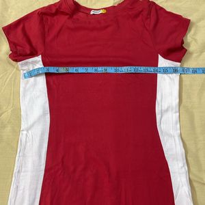 Women Red Color block Slim Fit Dress