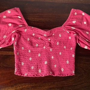 Pink Polka Dots Crop Top