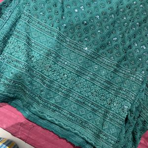 Dark Green Long Festive  Kurti