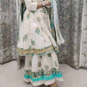 A-line Kurta Sharara Dupatta Set