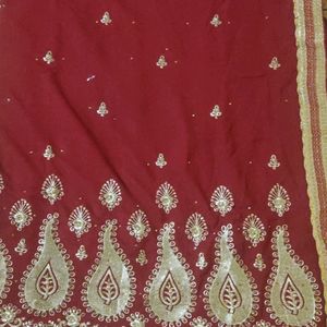 New Wedding Saree With Attached Blouse