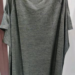 Girls Grey Cut Shoulder Top