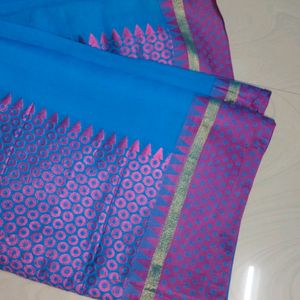 Blue Colour Cotton Saree 💙