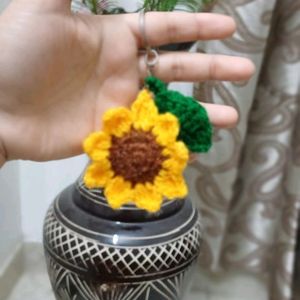 Sunflower Crocheted Keychain