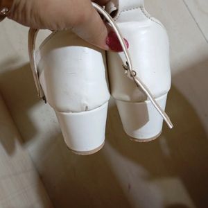 Stylish & Branded White Block Heels For Parties