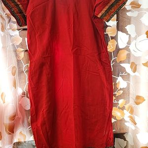 A line Stitched Red Kurti