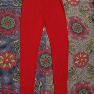 Women Plain Red Colour Stretchable Cotton Legging