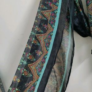 Printed Kameez With Churidar Pant Chiffon Dupatta