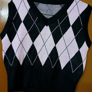 Korean Black & Pink Sweat Vest