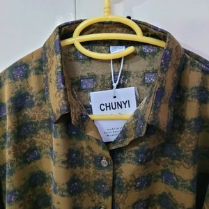 Brown Printed Pattern Shirt