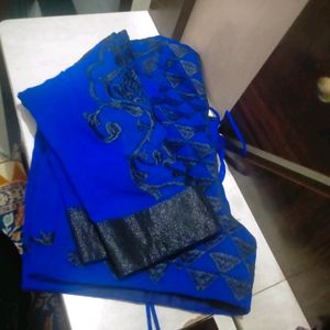 Royal Blue Saree With Blouse 😍