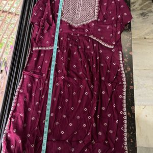 Maroon festive kurta pant dupatta set