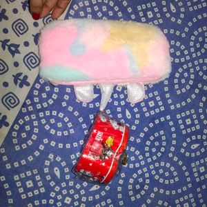 Kids Imported Fur Unicorn Pouch And Piggy Bank