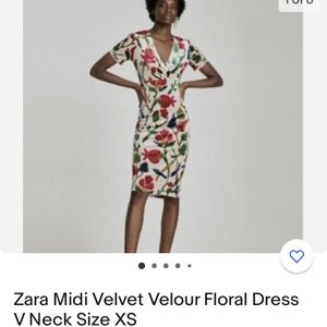 Zara velvet floral bodycon dress