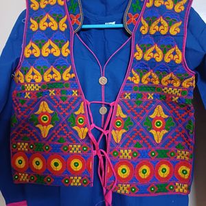 Embroidered Blue Kurta With Jacket