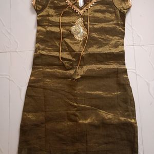 Elegant Golden Kurtha Party Wear