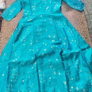 Green Coloured Anarkali Palazzo Dupatta Set Size S