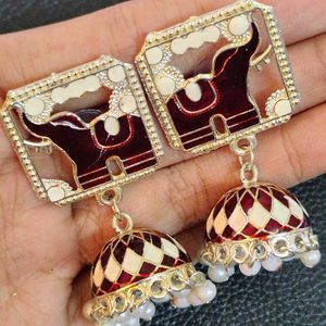 Maroon Red Jhumkas