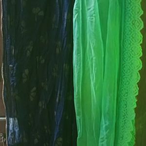 Two Chunni/ Dupatta, One Net Green Colour & Other