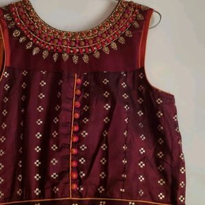 Maroon Gown With Dupatta For Sale