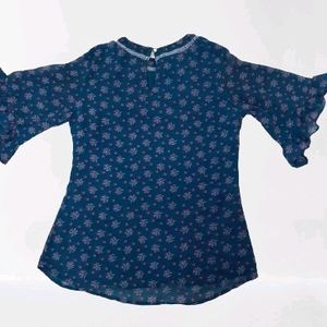 MESMERIZE Navy Blue Floral Print Top