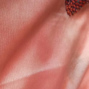 Orange Semitransparent Lightweight Chiffon Saree