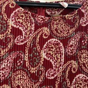 Maroon Ethnic Print Gown For Women