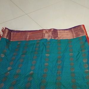 Sapphire Green And Blue Semi Soft Silk Saree...