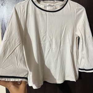 Bell Sleeves White Top - M