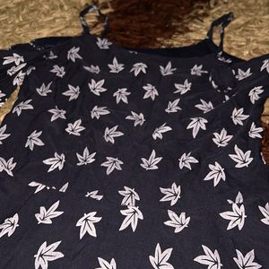 Leaf Print Off Shoulder Dress