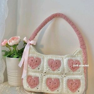 Cute Heart Crochet Shoulder Bag