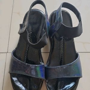 Black Wedges With Blue Strap