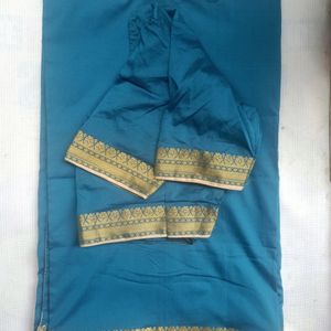 Peacock Green Saree With Blouse.