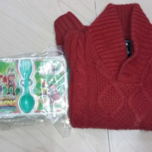 Sweater With Free Lunch Box For 6 to 9year